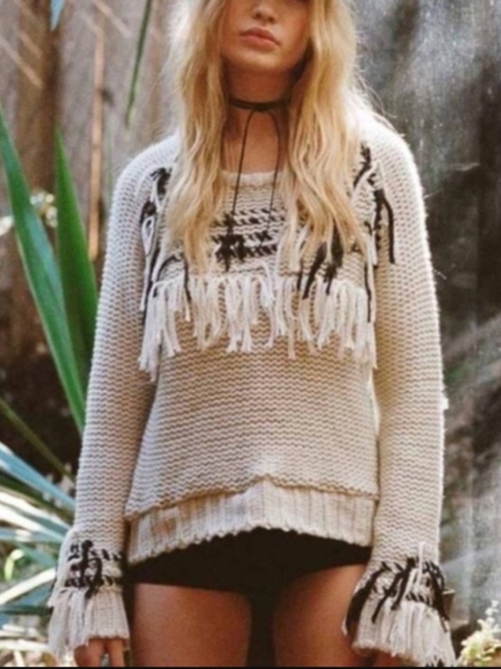 Knitz For Love & Lemons Denver Fringe Boho Cozy Sweater size XS